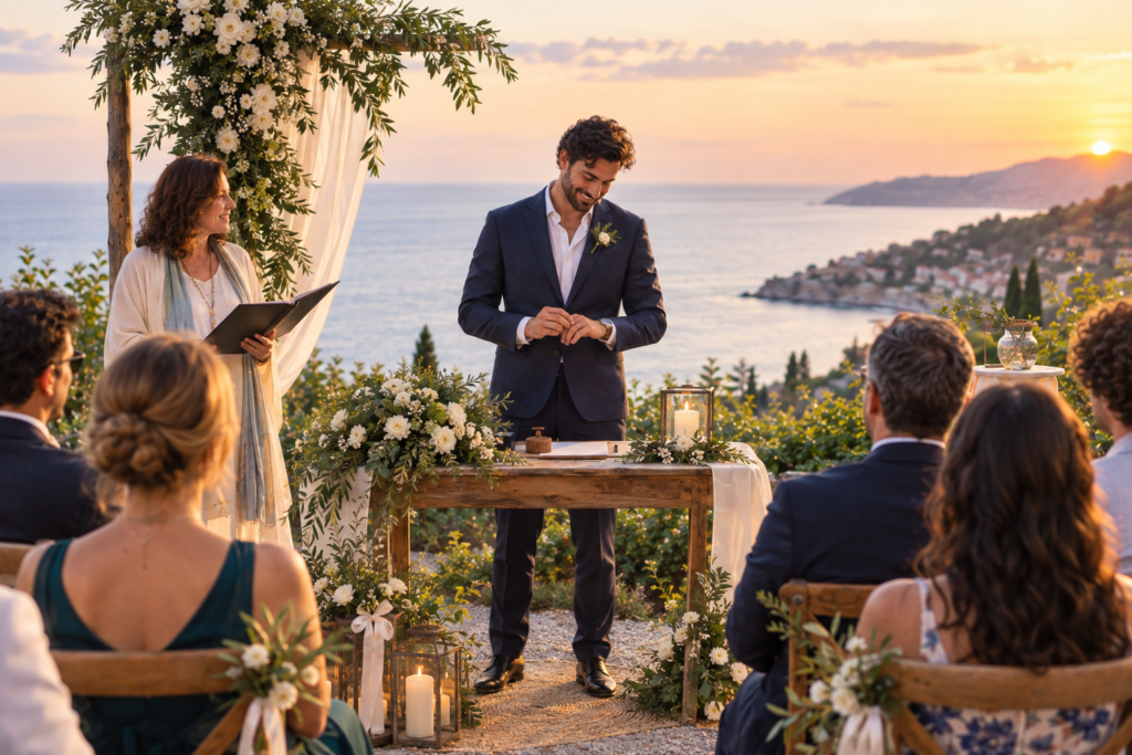 cerimonia di sologamia uomo. sologamy ceremony for a man