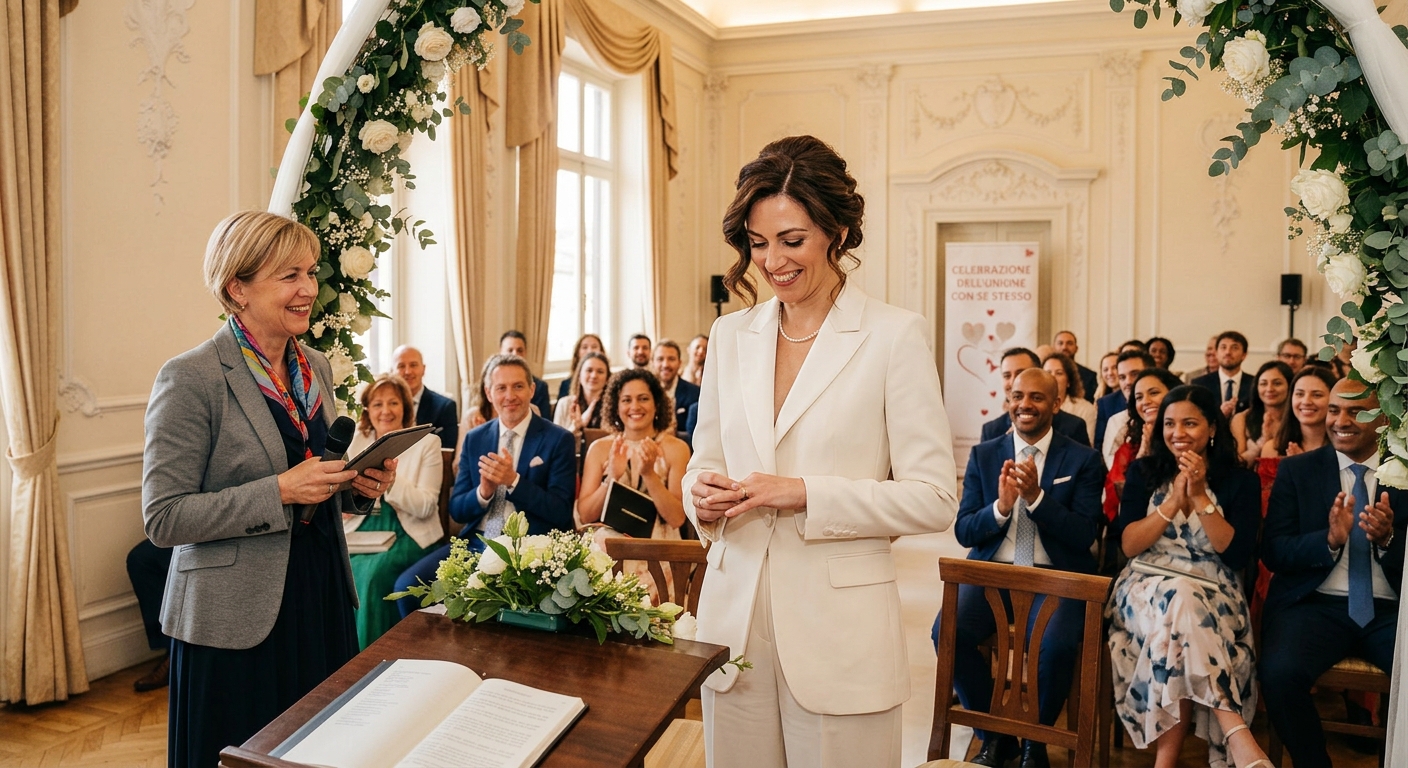 una cerimonia di sologamia di una donna. a woman’s sologamy ceremony